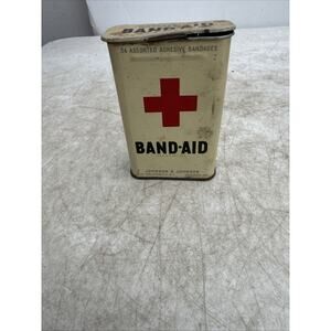 Vintage 1930’s w/RED-CROSS Johnson & Johnson Band-Aid Tin Beautiful